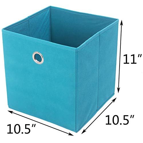 Amelitory Storage Bins Foldable Cube Organizer Fabric Drawer Set of 6 Lake Blue