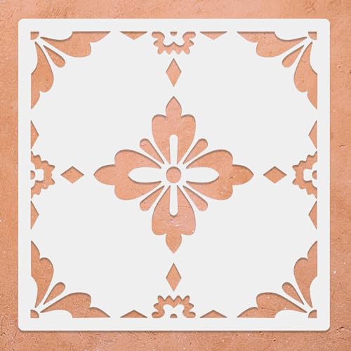Reusable Floor Tile Stencil 12x12 Inch Large Mandala Stencil Template for Painting Floor, Tile, Concrete, Patio, Walkway, Porch