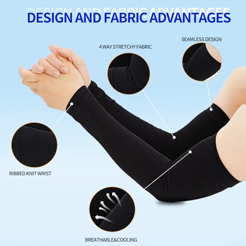 Cooling Arm Sleeves - UV Protection Compression 2-Pack, Black