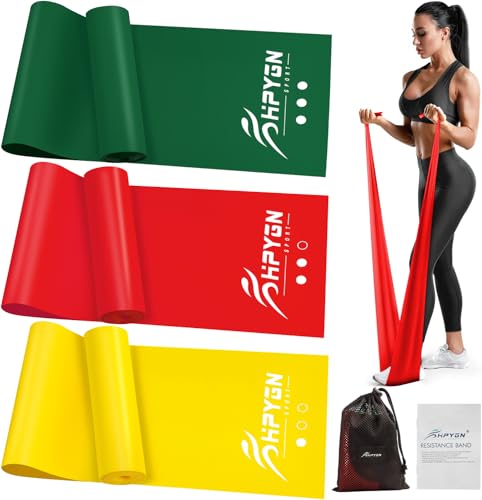 3 Levels Non-Latex Exercise Bands Set - Red/Yellow/Green 4.9ft