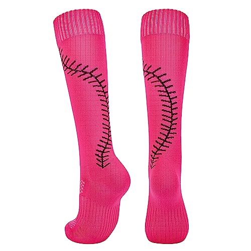 Knee High Athletic Socks for Women & Youth Girls - Hot Pink