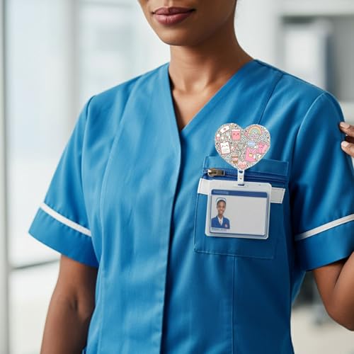 Retractable Badge Reel - Cute Silver Holder for Nurses & Doctors