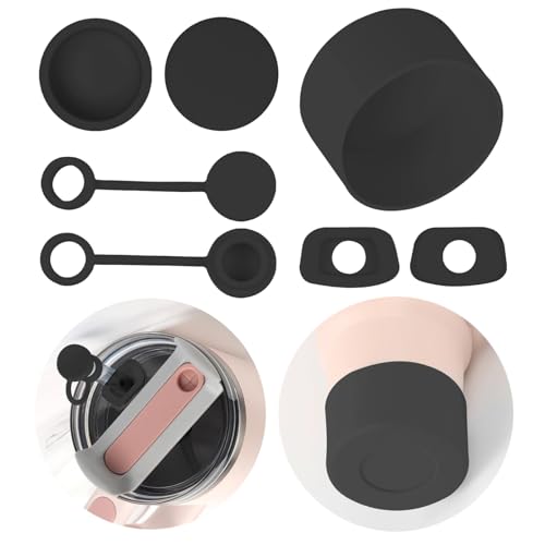 Silicone Spill-Proof Stopper and Boot Set for Tumblers - Black
