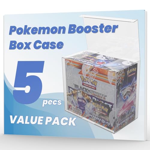 Pokemon Booster Box Case - 5 Pack Clear Storage Boxes, 0.5mm Thick