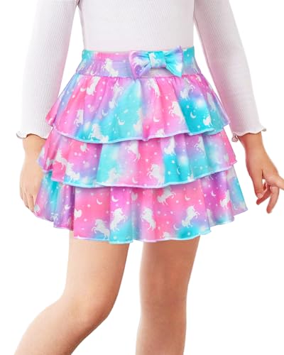 Kids Skirts for Girls 4-5T Unicorn Blue & Purple Ruffle Scooter Skirts