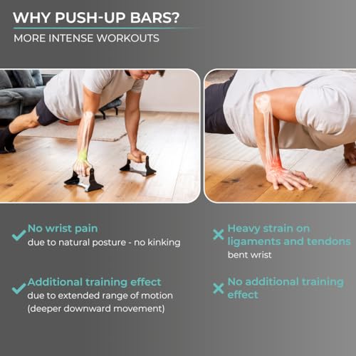Ergonomic Wooden Push Up Bars - Heavy-Duty Non-Slip Parallettes