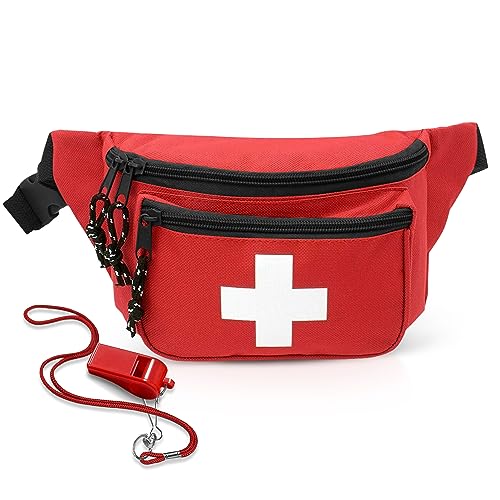 EMS XTRM Lifeguard Fanny Pack Red with Whistle Lanyard — One Size / 1 Pack, Baywatch Style