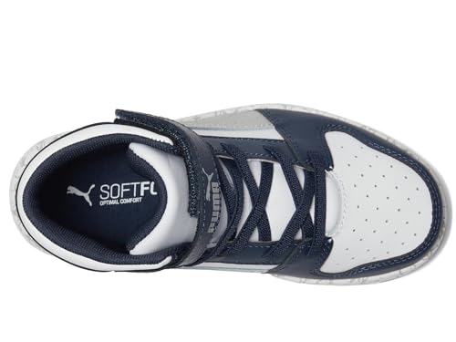 PUMA Boys' Rebound Layup Slip-On Sneakers White Light Gray Club Navy 2 Little Kid