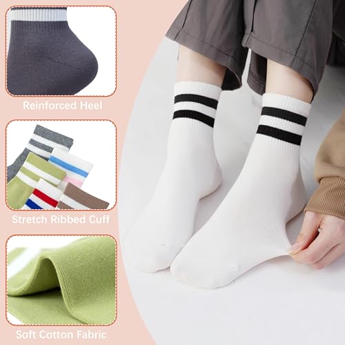SISOSOCK 6 Pairs Quarter Crew Athletic Cotton Socks for Women - Black, White, Grey with Gift Box - Size 5-9