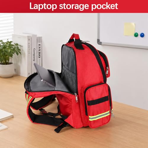 Large Red First Aid Backpack - Emergency Medical Supplies Bag