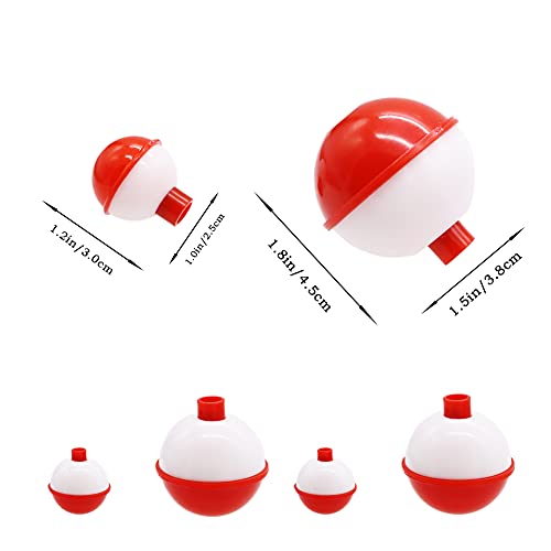 60 PCS Fishing Floats,Hard ABS Bobber Bulk,Push Button Round Buoy