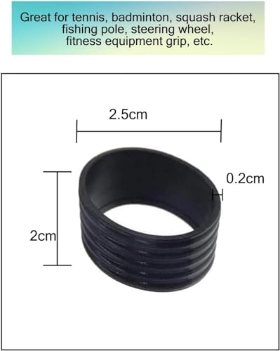 Tennis Racket Overgrips - Set of 5 Black Rubber Bands