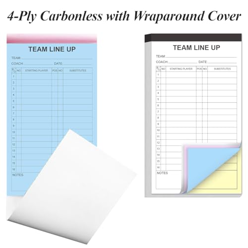 Baseball Lineup Cards - 4 Part Carbonless, 32 Player Roster, 1-Pack