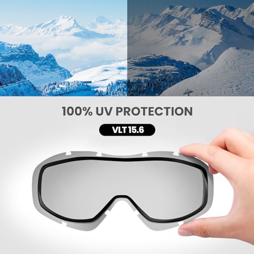 OutdoorMaster OTG Ski Goggles - Anti-Fog Snowboard Goggles for Men, Women & Youth, 5.30 x 1.65 inches, VLT 15.6%
