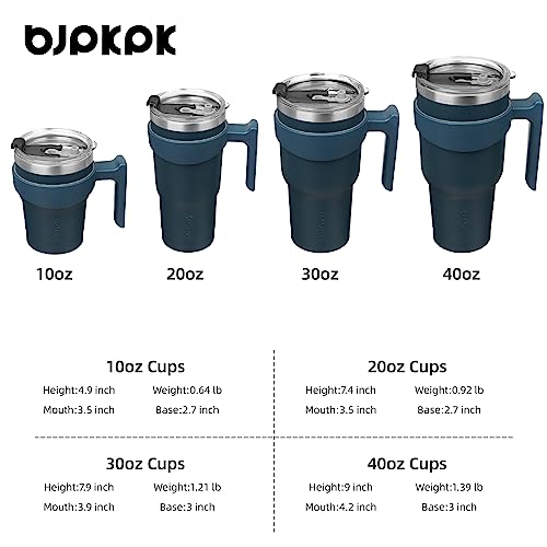 BJPKPK 10 oz Navy Blue Insulated Stainless Steel Tumbler with Handle, Lid & Straw