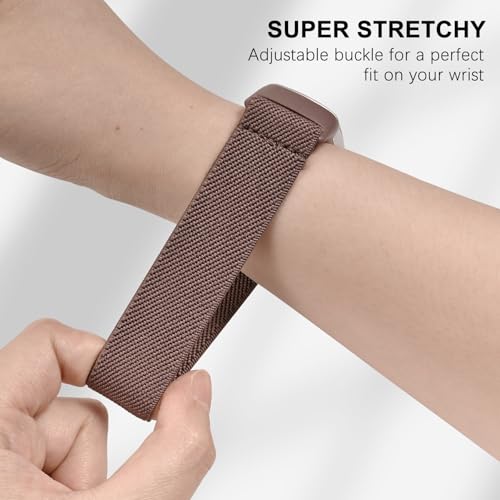 Fitbit Charge 6 Watch Bands - 3 Pack Stretchy Nylon Sport Loop - Purple, Pink, Starlight