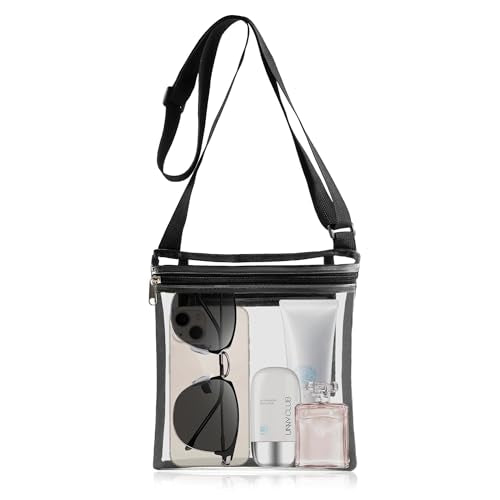 Clear Stadium Bag for Women - Transparent Purse - Black