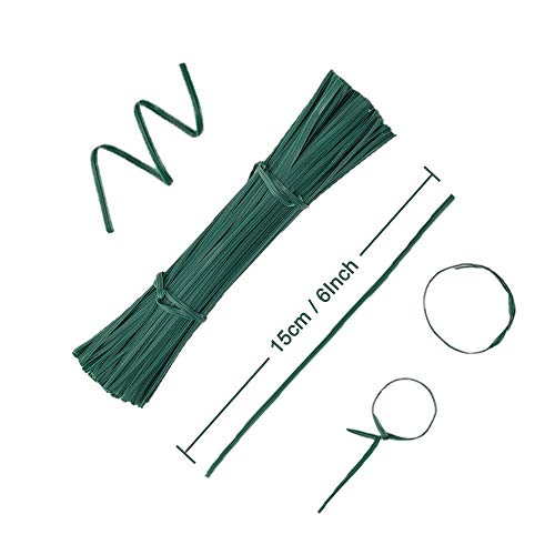 POYEE 6" 15cm Garden Twist Ties Plastic Garden Plant Support Cable Cord Ties (100, Green)