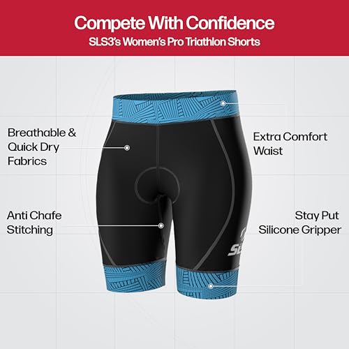 SLS3 Women's Triathlon Shorts Small Lucy Blue - Comfortable Swim, Bike & Run