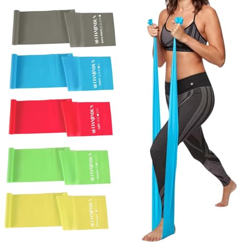 5-Level Resistance Bands Set for Exercise, Pilates, Yoga - Latex-Free