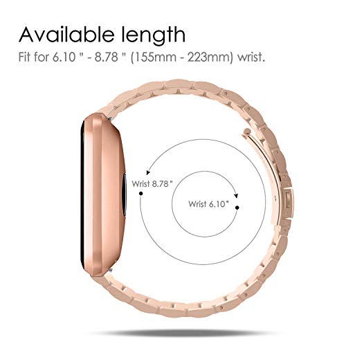 FINTIE Rose Gold Metal Watch Band Compatible with Fitbit Versa 2, Versa 1 & Lite Edition