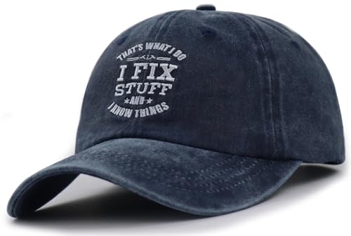 That's What I Do I Fix Stuff and I Know Things Dad Hat Navy One Size Embroidered Cotton Cap