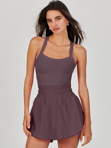 Women’s Purple Brown ANRABESS Tennis Dress Athletic Romper Small Summer