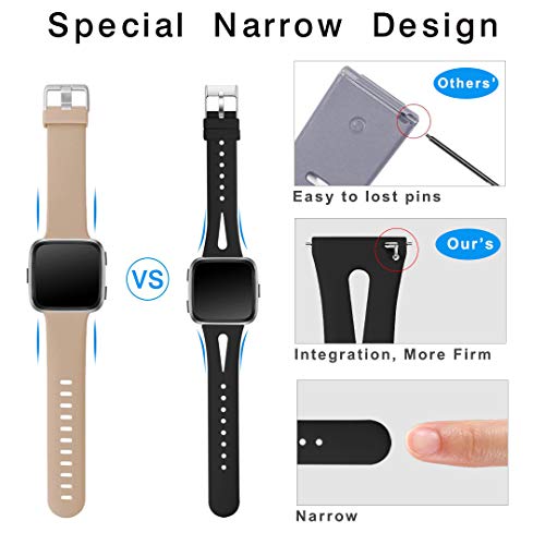 Fitbit Versa 2 Bands - Small (5.5"-7.2") - Black Silicone