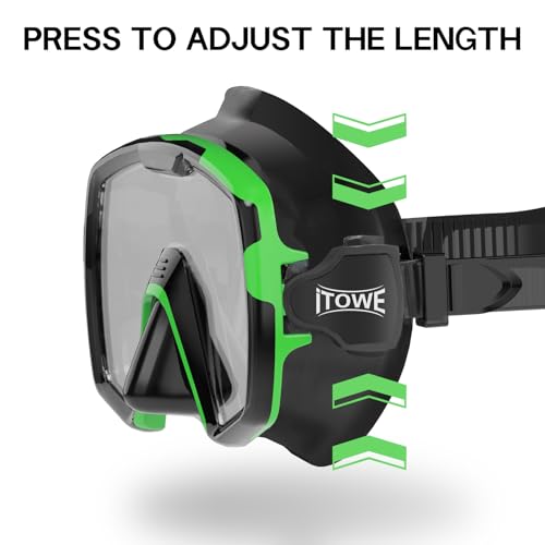 Diving Mask Snorkel Goggles with Nose Cover - Green