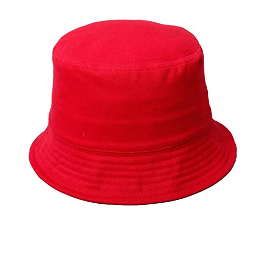 Toddler Sun Bucket Hat - Anti-UV Cotton Wide Brim, 1-3T Red