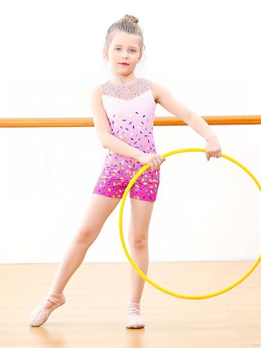 Gymnastics Leotards for Girls - Sequin Mesh Unitard 3-4T Rainbow Candy Gradient