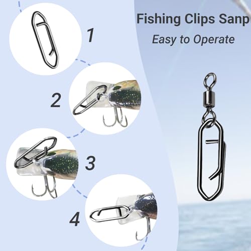 Atibin Size 4+M Fishing Swivels 53lb 50 pcs High Strength Saltwater & Freshwater