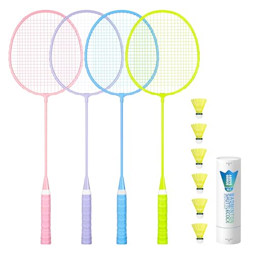 4 Racket Badminton Set with 6 Birdies - Lightweight Outdoor Fun