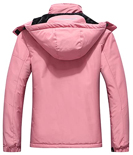 Pink Women's Waterproof Winter Snow Coat Hooded Ski Snowboarding Jacket - Small