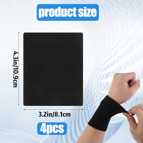 Wrist Compression Sleeves - 2 Pairs Black Nylon Support Wraps