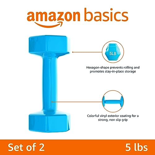 5 lb Vinyl Coated Dumbbell Weights - Durable & Non-Slip Grip