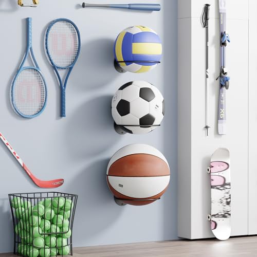Wall Mounted Basketball Holder - Sports Ball Storage Rack