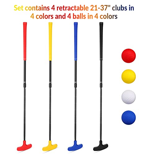 Adjustable Golf Putter Set for Kids - 4 Pack with Balls, Multicolor