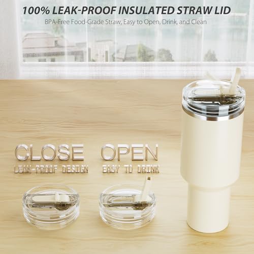 40 oz Leakproof Flip Straw Lid for STANLEY ProTour Tumbler - Cream