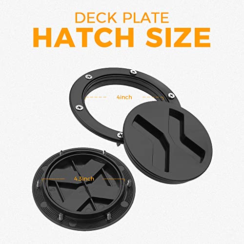 4" Non-Slip Round Boat Deck Plate Hatch - Black with Screws
