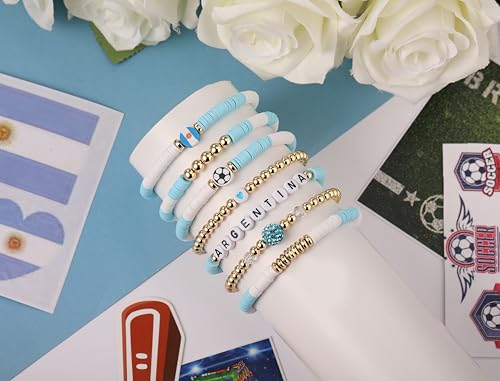 Sports Bracelet Stack Set - 7PC Beaded Charms for Fans