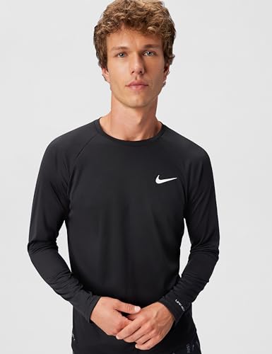 Nike Men's Long-Sleeve Hydroguard Shirt Large Black - Sports Performance Top