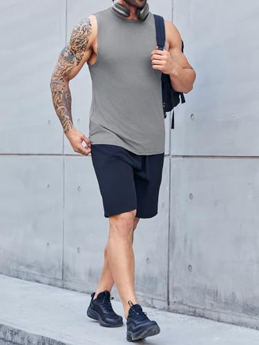 Men's Sleeveless Tank Top with Crew Neck - Loose Fit Activewear Shirt