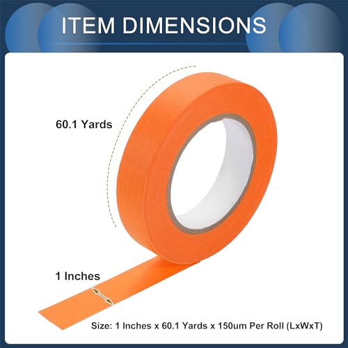 Masking Tape, 1 Inches x 60.1 Yards DIY Car Auto Paint Painters Tape Orange, 1 Pc
