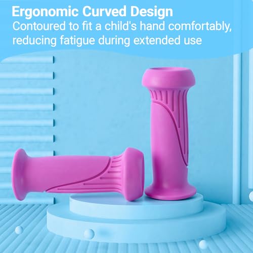 Kids Bike Handlebar Grips - Non-Slip Soft TPR Rubber, 2pcs Pink