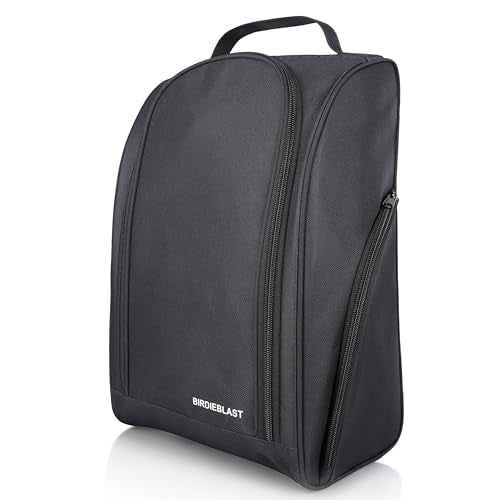 Golf Shoe Bag with Accessory Pocket - Padded Black Carry Bag
