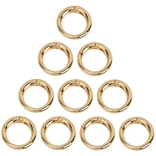 10 Pcs Small Round Metal Carabiner Clips - 0.8 Inch Gold