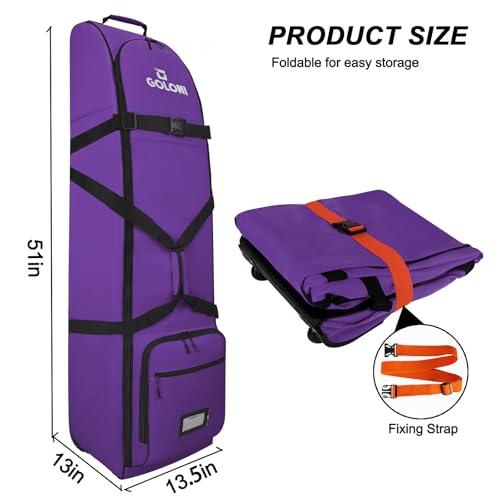 Goloni Purple Golf Travel Bag with Wheels - Heavy Duty Water-Resistant Air Travel Case