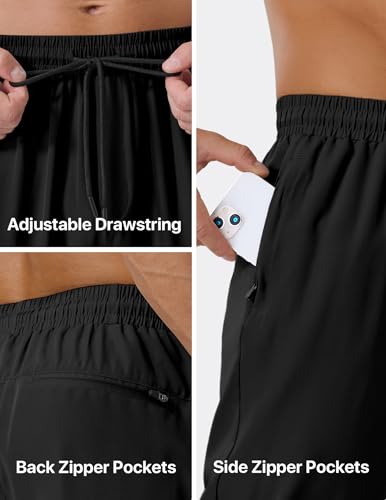 ASYJUMPD Men's Hiking Sweatpants with 3-Zip Pockets, Large / 01 Black