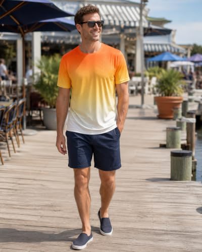 Men's Athletic Running T-Shirt - Dry Fit Moisture Wicking - Medium Gradient Orange